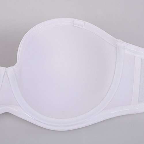 DELIMIRA - Sujetador sin Tirantes Tallas Grandes Push Up de Silicona para Mujer Blanco 100E