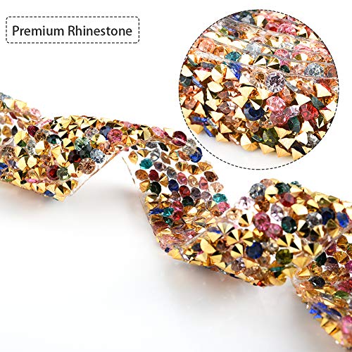 Demine Rollo de Cinta de Diamantes,Cintas de Adorno para Manualidades de Bricolaje Vestido Pulsera Zapatos Bolsas Decoración de Bodas Fiesta(177 * 0,59 Pulgadas,Mezcla de Colores)
