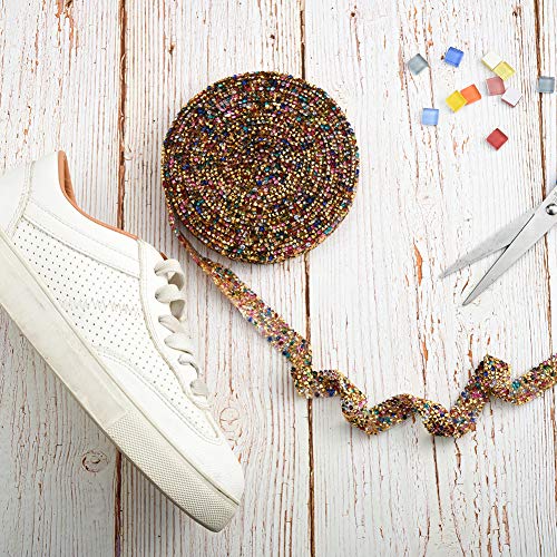 Demine Rollo de Cinta de Diamantes,Cintas de Adorno para Manualidades de Bricolaje Vestido Pulsera Zapatos Bolsas Decoración de Bodas Fiesta(177 * 0,59 Pulgadas,Mezcla de Colores)