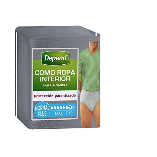 Depend como ropa interior - Absorbente para hombre, absorción normal plus, talla L/XL, 9 unidades