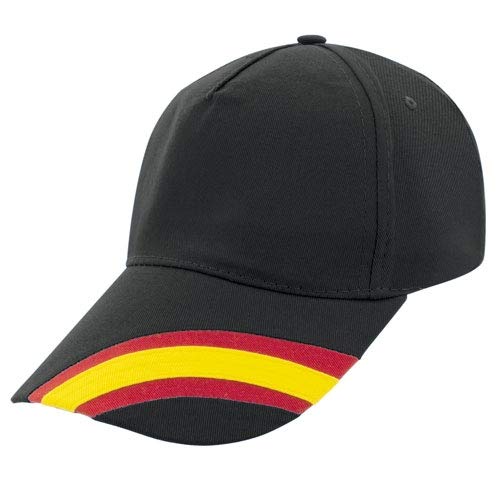 Desconocida Gorra Negra Bandera España Regulable Hombre y Mujer Incluido Llavero Lona Bandera de España a Juego. Accesorio Deportivo Padel, Golf, Tenis, Vestimenta Casual Unisex.