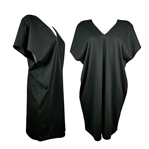 Desconocido Casual Vestido Caftan Algodón Punto para Mujer Negro