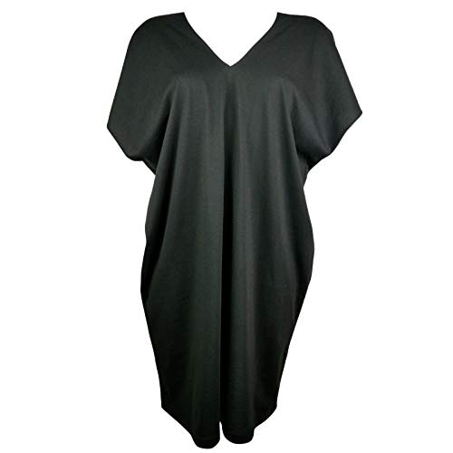 Desconocido Casual Vestido Caftan Algodón Punto para Mujer Negro