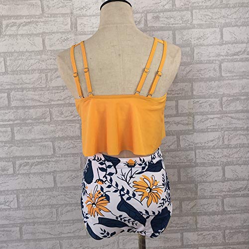 Desgaste del Bikini De Talle Alto De La Playa De Las Mujeres del Volante Rizado Color Sólido De Alambre Libre del Traje De Baño De Tankini para Tomar El Sol