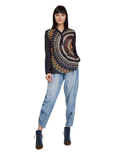 Desigual Blouse Larson Blusas, Azul (Navy 5000), S para Mujer