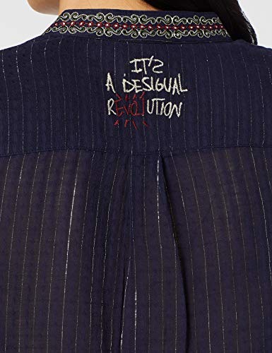 Desigual Blouse Larson Blusas, Azul (Navy 5000), S para Mujer