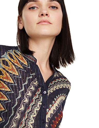 Desigual Blouse Larson Blusas, Azul (Navy 5000), S para Mujer