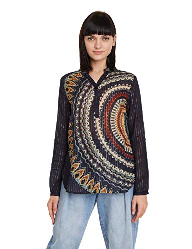 Desigual Blouse Larson Blusas, Azul (Navy 5000), S para Mujer