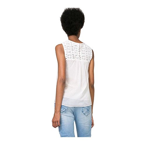 Desigual BLUS_Cuello SM Lace, Blanco (Tiza 1010), Medium para Mujer