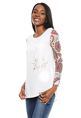 Desigual BLUS_Mangas Tul VALKIRIA, Blanco (Blanco 1000), X-Small para Mujer