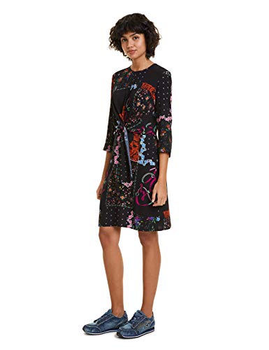 Desigual Dress Leia Vestido, Negro (Negro 2000), 42 para Mujer