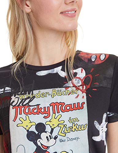 Desigual Micky Mouse Camiseta, Negro (Negro 2000), S para Mujer