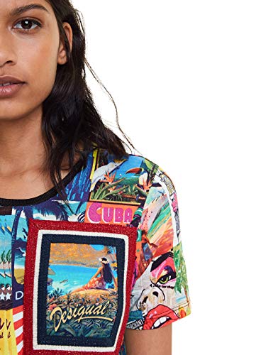 Desigual Postcards Dress Vestido, Multicolor (Tutti Fruti 9019), XS para Mujer