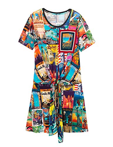 Desigual Postcards Dress Vestido, Multicolor (Tutti Fruti 9019), XS para Mujer