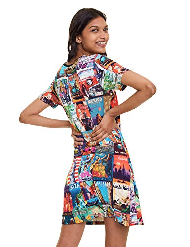 Desigual Postcards Dress Vestido, Multicolor (Tutti Fruti 9019), XS para Mujer