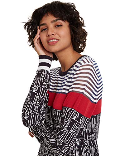 Desigual Pullover Los Angeles Suéter, Azul (Ibiza 5106), L para Mujer