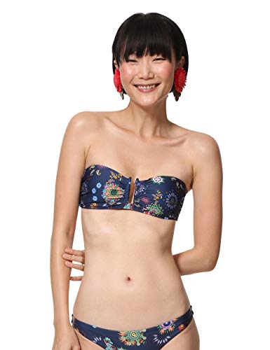 Desigual Swimwear Bandeau REM Woman Blue, Tops de bikini para Mujer, Azul (Navy 5000), M