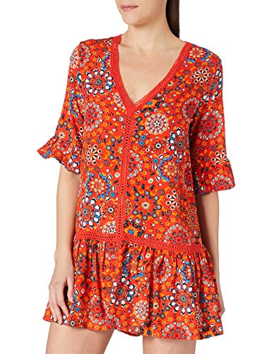 Desigual Top_Java Swimwear Cover Up, Rojo, S para Mujer