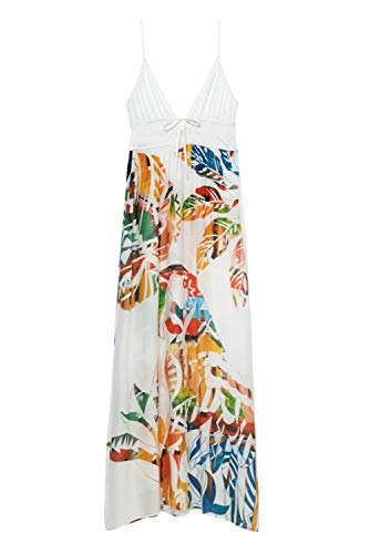 Desigual Vest_Creta Swimwear Cover Up, Blanco, M para Mujer