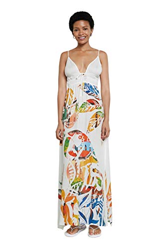 Desigual Vest_Creta Swimwear Cover Up, Blanco, M para Mujer