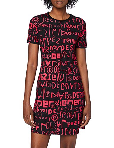 Desigual Vest_Trazos Vestido Casual, Negro, XS para Mujer