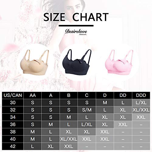 Desirelove Sujetador de Lactancia Maternidad 1 and 3 Pack Sujetadores sin Costuras con Almohadillas de prevención de derrames Removibles (L(Fit 36B 36C 32D 30DD 38A 40A 30DDD), Assort Purple)