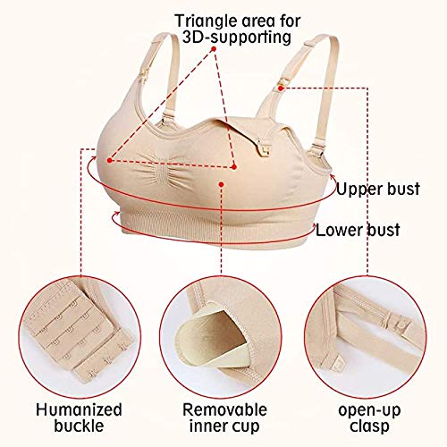 Desirelove Sujetador de Lactancia Maternidad 1 and 3 Pack Sujetadores sin Costuras con Almohadillas de prevención de derrames Removibles (L(Fit 36B 36C 32D 30DD 38A 40A 30DDD), Assort Purple)