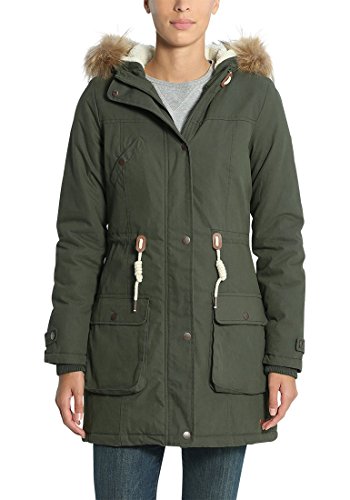 Desires Lewanda Parka Abrigo Chaqueta De Invierno con Forro De Peluche Y Capucha Efecto Pelo para Mujer con Capucha con Forro Suave De Peluche, tamaño:L, Color:Ivy Green (3797)