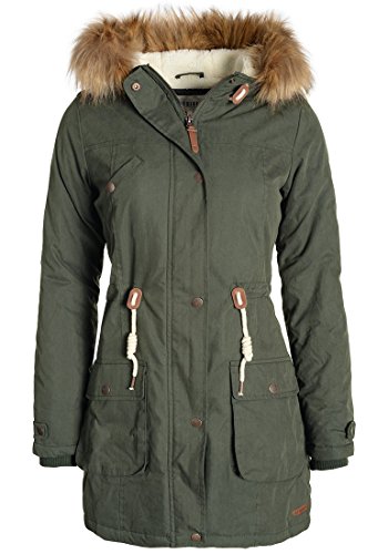 Desires Lewanda Parka Abrigo Chaqueta De Invierno con Forro De Peluche Y Capucha Efecto Pelo para Mujer con Capucha con Forro Suave De Peluche, tamaño:L, Color:Ivy Green (3797)