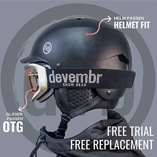 devembr Gafas de Esquí y Snowboard, Gafas Ski Mujer/Hombre, Gafas Nieve OTG,Anti-Niebla, Gafas Ventisca para Snowboard,Esquí,Skating y Otros Deportes de Nieve, Marco Blanco, Lente Colorida (VLT 20%)