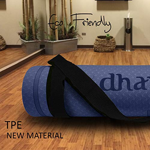 Dharana Esterilla Yoga Mat Antideslizante Profesional- Colchoneta Gruesa para Deportes - Gimnasia Pilates Fitness - Ecológica -183cm Largo - 61cm Ancho - 0.6cm Grosor