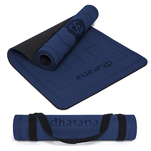 Dharana Esterilla Yoga Mat Antideslizante Profesional- Colchoneta Gruesa para Deportes - Gimnasia Pilates Fitness - Ecológica -183cm Largo - 61cm Ancho - 0.6cm Grosor