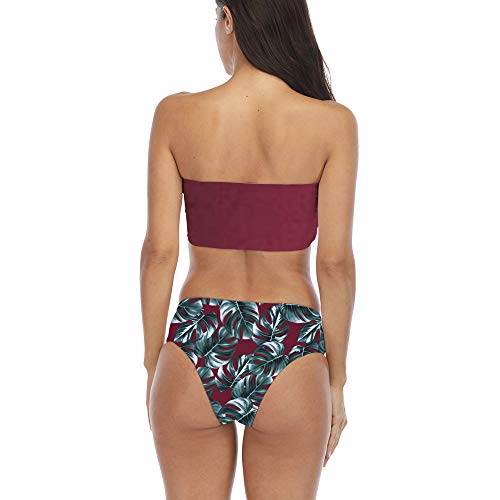 DHHY Bikini para Mujer Conjunto Push Up Bikini sin Tirantes de Dos Piezas con Cintura Alta Traje de baño Estampado Traje de baño