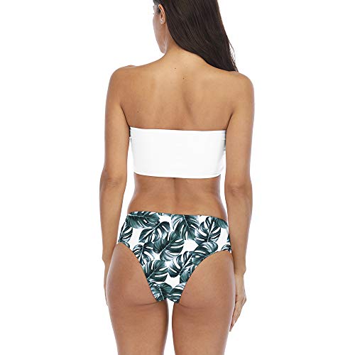 DHHY Bikini para Mujer Conjunto Push Up Bikini sin Tirantes de Dos Piezas con Cintura Alta Traje de baño Estampado Traje de baño