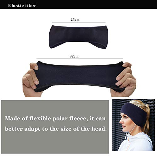 Diadema Deportiva de Invierno para Mujeres y Hombres ， Orejeras de Invierno，Orejeras Deportivas, 2 Diademas Deportivas cálidas adecuadas para Trotar. (Nero e BLU)