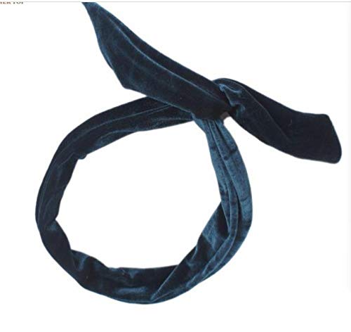 Diadema larga de terciopelo bohemio vintage con nudo de alambre Diadema étnica de vacaciones Accesorios para el cabello-Negro