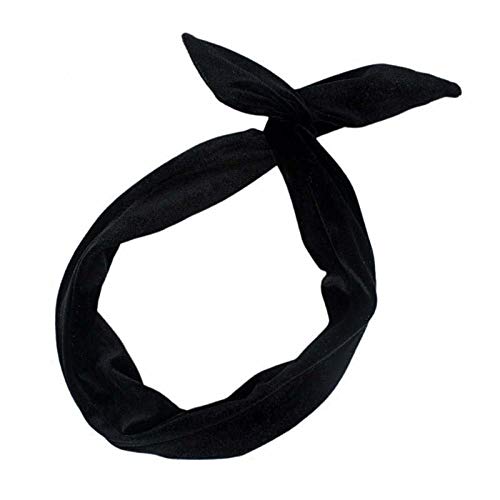 Diadema larga de terciopelo bohemio vintage con nudo de alambre Diadema étnica de vacaciones Accesorios para el cabello-Negro