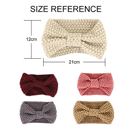 Diademas Mujer Invierno,Diadema Turbante Mujer,Diademas de Ganchillo de Invierno,Diadema de Punto de Inviern,Elástico Diadema de Punto,Caliente Turbante Cinta de Cabeza Arco de Punto(5 Piezas)