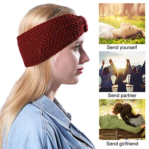 Diademas Mujer Invierno,Diadema Turbante Mujer,Diademas de Ganchillo de Invierno,Diadema de Punto de Inviern,Elástico Diadema de Punto,Caliente Turbante Cinta de Cabeza Arco de Punto(5 Piezas)