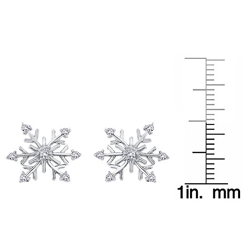 Diamante "copo de nieve pendientes en 14 K oro blanco (1/8 quilates)