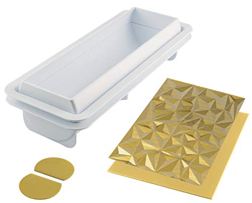 DIAMOND BUCHE, kit de 2 soportes en plástico y 2 tapetes de silicona, uno liso y otro con tema diamantes