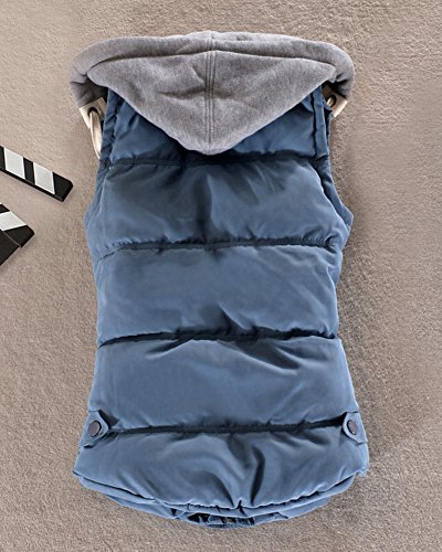 DianShao Mujer Chaleco con Capucha Sin Mangas Cazadoras De Invierno Abrigos Calentar Azul XL
