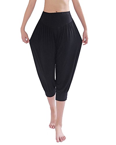 DianShao Pantalones Cortos De Yoga Pretina Elástico Bombachos Fitness para Mujer Negro 2XL