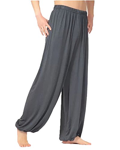 DianShao Pantalones De Yoga De Pretina Elástico Pantalones Bombachos De Fitness para Deportiva Hombre Unisex Gris Oscuro 2XL