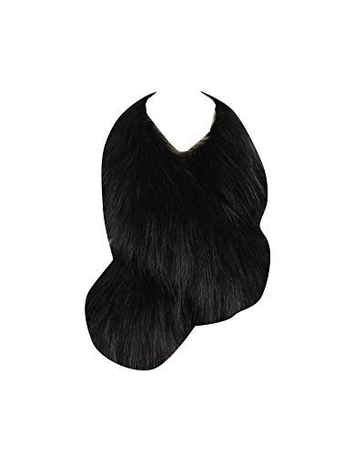 DianShaoA Bufanda Chal Cuello De Pelo Sintético De Desmontable Teñido Para Abrigo Chaqueta Chaleco Parka De Mujer Negro Talla Única