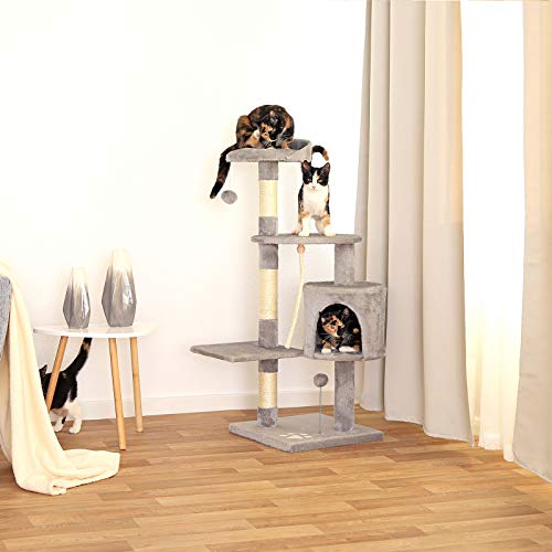 dibea Árbol rascador árbol para escalar árbol rascador para gatos Altura 112 cm Gris claro