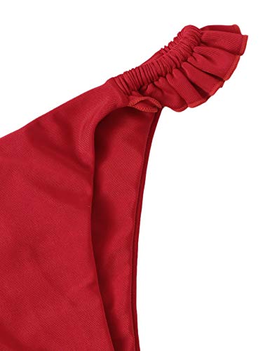 DIDK Bikini Brasileños Sexy Mujer Conjuntos de Bikini Cintura Alta Volante Traje de Baño Bikinis Brasileños Tanga Rojo M