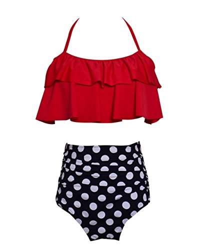 Dilicwa Madre e Hija Bikinis Traje de baño Padre-Hijo Bikini Traje de Baño, Mamá bebé Bañadores de Mujer de Verano Playa. (XL, Rojo-Mujer)