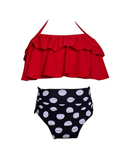 Dilicwa Madre e Hija Bikinis Traje de baño Padre-Hijo Bikini Traje de Baño, Mamá bebé Bañadores de Mujer de Verano Playa. (XL, Rojo-Mujer)