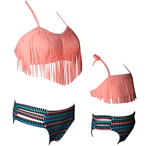 Dilicwa Madre e Hija Bikinis Traje de baño Padre-Hijo Bikini Traje de Baño, Mamá Niña Bañadores de Mujer de Verano Playa. (L, Rosa-Mujer)